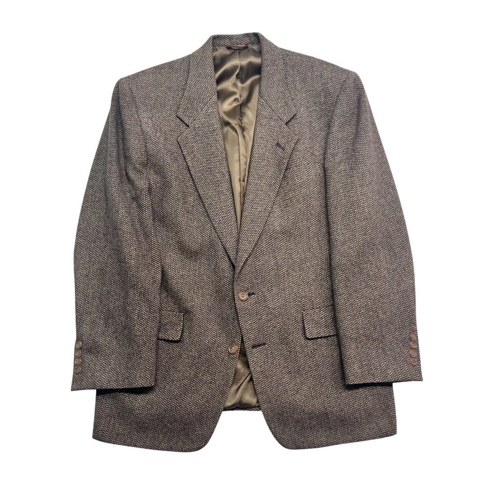 vtg‎ Hart Schaffner Marx 40R Brown Barleycorn Tweed Blazer Jacket Sport Coat USA